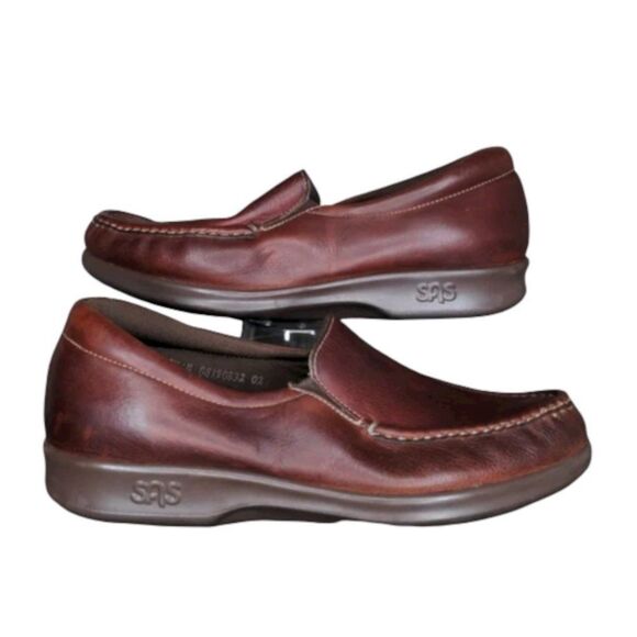SAS Twin Slip On Leather Brown Loafer SZ 8.5 N - Picture 1 of 6